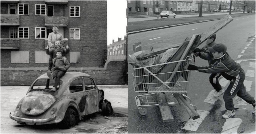 33 Wonderful Black and White Vintage Photos of British Kids Playing on the Streets in the 1980s_Lap