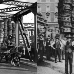 Amazing Photo of Shoppers at London’s Covent Garden Market with Towers of Baskets Stacked on Top_top1