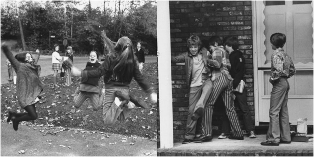 Black and White Photos Show the Life at the School Bus Stop in New Jersey in the Early 1970s_top1