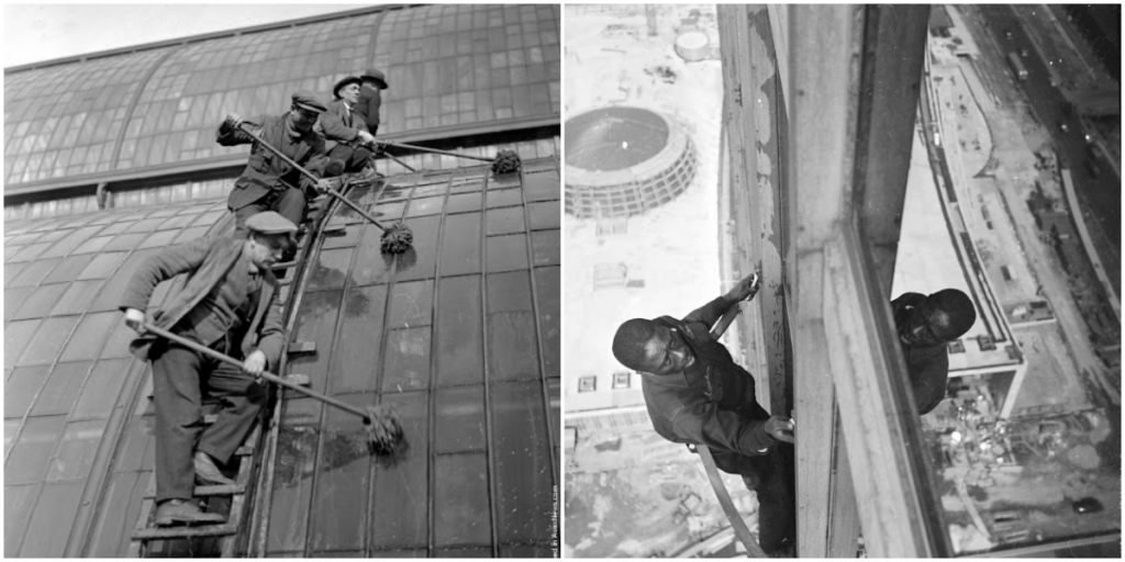 “Braving the Heights: The Daredevil Window Cleaners of Skyscrapers in Vintage Imagery”_trunghinhsu