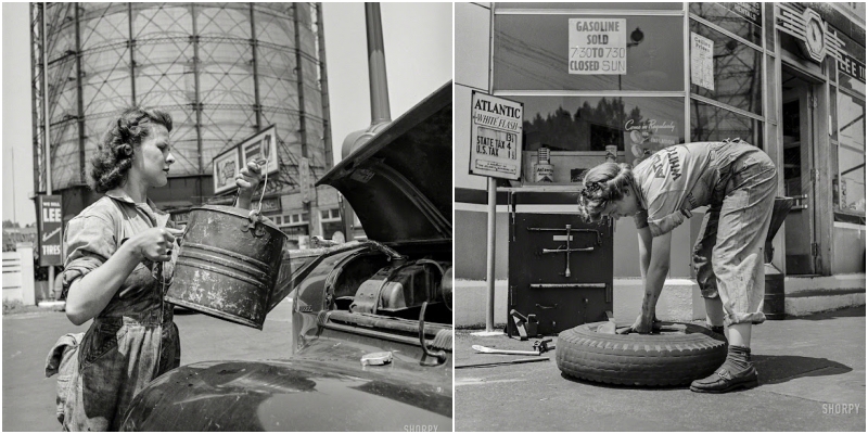 Female Garage Worker at the Atlantic Refining Company Garage, Philadelphia, 1943 _ LINH