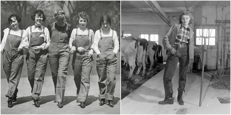 U.S. Ladies in Jeans and Boots: One of Favorite Wear for American Women during the 1940s _ US Memories _ LINH