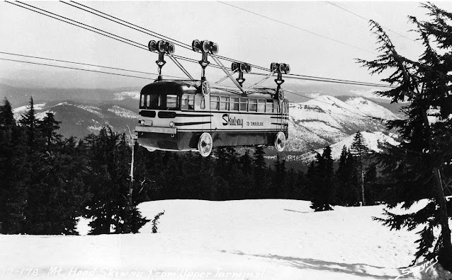 Vintage Photographs of the Skiway Sky Bus Lift Used on Mt. Hood, Oregon From the 1950s_lag