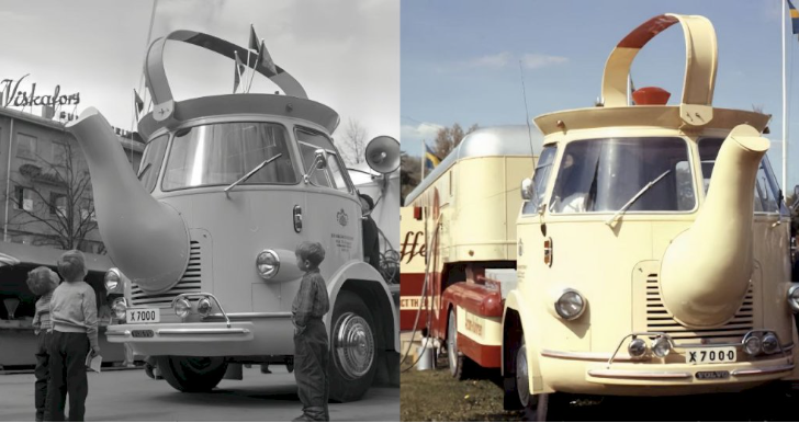 Vintage Photographs of Gevalia Coffee Pot Trucks From the 1950s_lag