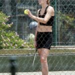 EMMA WATSON Playing Tennis on Vacation in Ibiza