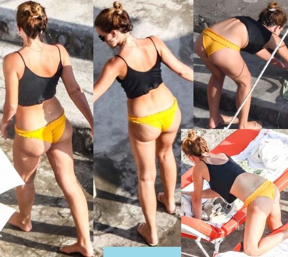 Sophisticated Sunbathing: Emma Watson Stuns in Black Bralette and Yellow Bikini Bottoms During Italian Getaway