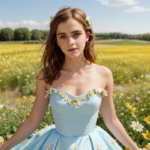 Emma Watson’s Fairytale Moment: A Princess in a Sunny Flower Field, Radiant Amidst Golden Sunshine and Floral Splendo