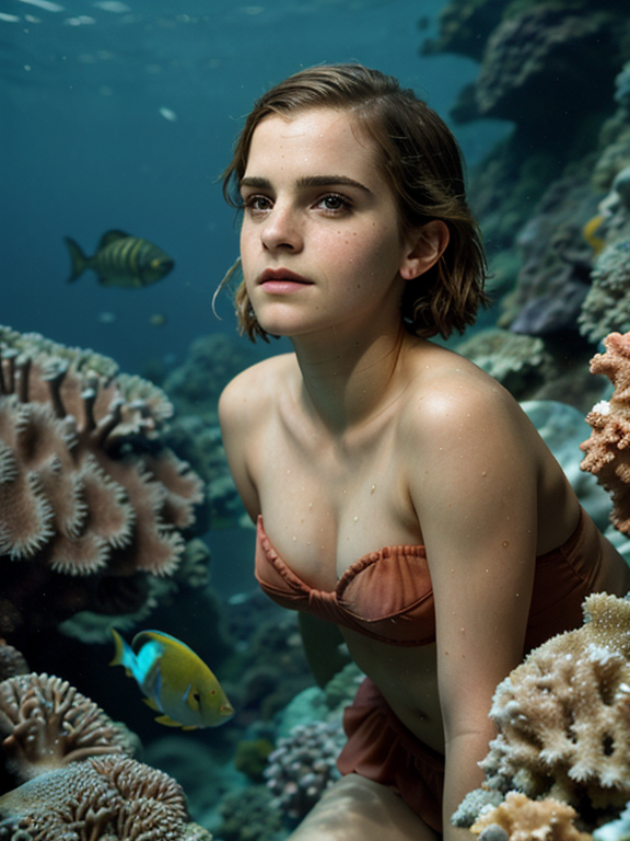 Emma Watson Explores the Breathtaking Depths: An Enchanting Submarine Journey through the Wonderland of Fish and Coral