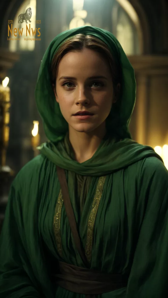 Emma Watson Conjures Magic: Transforming into a Witch in a Thin Dark Green Ensemble