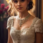 Radiant Elegance: Emma Watson Enchants as a Blissful Bride in a White Gown