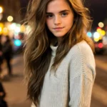 Embracing the Night Glow: A Simple Turtleneck Sweater Shining with Radiance, Inspired by Emma Watson