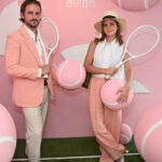 Alex Watson and Emma Watson pose in the evian VIP Suite on day fourteen of Wimbledon 2023